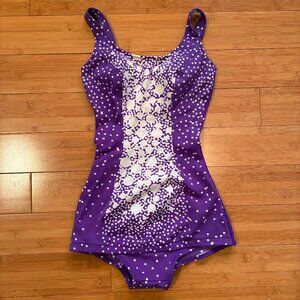 Vintage handmade S/M Purple Atomic Dot Swim Suit Festival 60s 70s Retro Betty